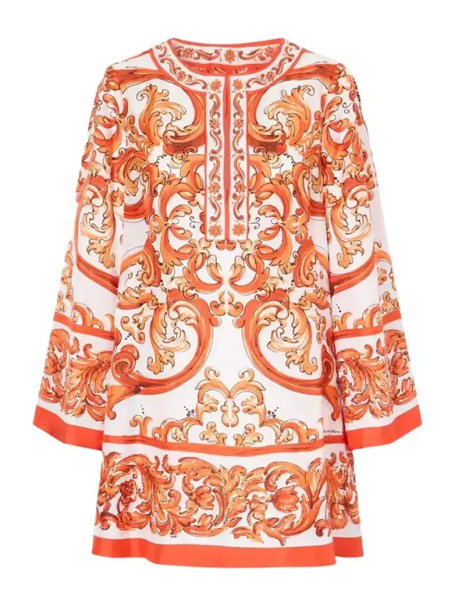 Pleated Printed Silk-twill Mini Dress
