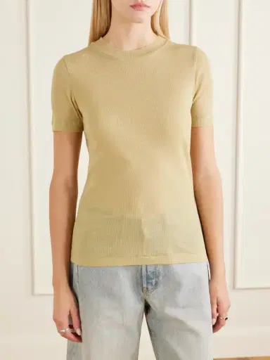 B SIDES Vivien Ribbed Cotton-blend T-shirt | Thumbnail 3 B SIDES Vivien Ribbed Cotton-blend T-shirt | Thumbnail 3