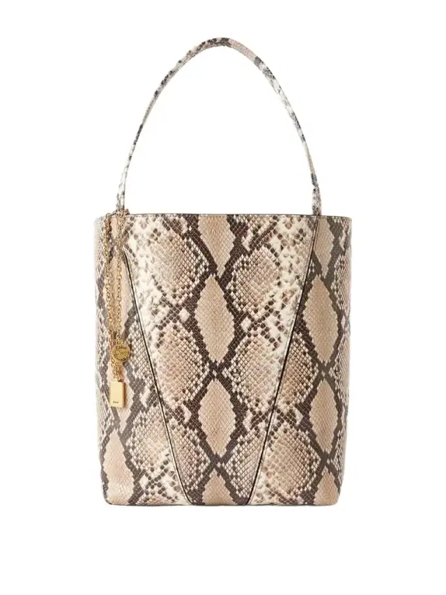 Chloé Spin Embellished Snake-effect Leather Tote Bag