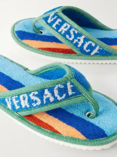 Versace Striped Cotton-terry Flip Flops | Thumbnail 4