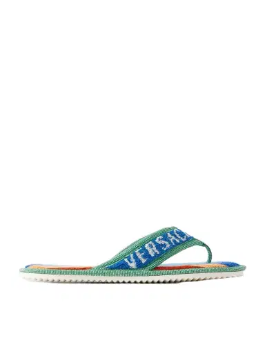 Versace Striped Cotton-terry Flip Flops | Thumbnail 1