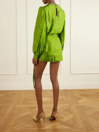 Valentino Garavani Belted Crystal-embellished Polka-dot Devoré Linen And Silk-blend Mini Dress | Thumbnail 3 Valentino Garavani Belted Crystal-embellished Polka-dot Devoré Linen And Silk-blend Mini Dress | Thumbnail 3