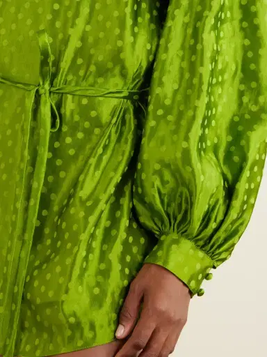 Valentino Garavani Belted Crystal-embellished Polka-dot Devoré Linen And Silk-blend Mini Dress | Thumbnail 4 Valentino Garavani Belted Crystal-embellished Polka-dot Devoré Linen And Silk-blend Mini Dress | Thumbnail 4