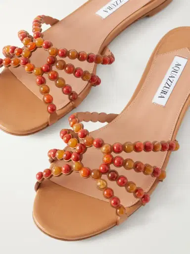 Aquazzura Gemma Embellished Leather Sandals | Thumbnail 5