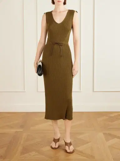 Max Mara Fado Cotton-blend Ribbed-knit Midi Dress | Thumbnail 2 Max Mara Fado Cotton-blend Ribbed-knit Midi Dress | Thumbnail 2