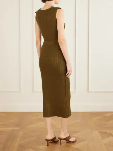 Max Mara Fado Cotton-blend Ribbed-knit Midi Dress | Thumbnail 3 Max Mara Fado Cotton-blend Ribbed-knit Midi Dress | Thumbnail 3