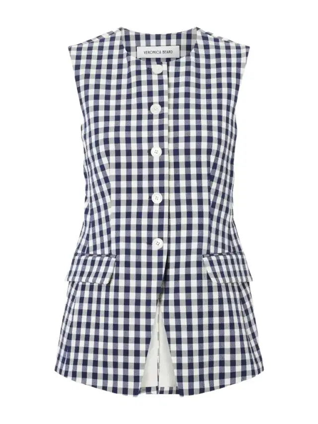 Lois Checked Stretch-cotton Cloqué Tank
