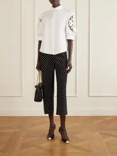 Valentino Garavani Broderie Anglaise-trimmed Cotton-poplin Shirt | Thumbnail 2 Valentino Garavani Broderie Anglaise-trimmed Cotton-poplin Shirt | Thumbnail 2