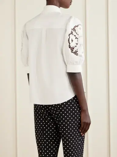 Valentino Garavani Broderie Anglaise-trimmed Cotton-poplin Shirt | Thumbnail 3 Valentino Garavani Broderie Anglaise-trimmed Cotton-poplin Shirt | Thumbnail 3
