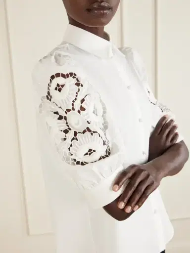 Valentino Garavani Broderie Anglaise-trimmed Cotton-poplin Shirt | Thumbnail 4 Valentino Garavani Broderie Anglaise-trimmed Cotton-poplin Shirt | Thumbnail 4