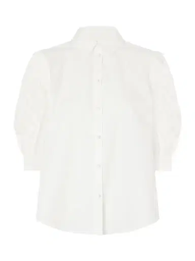 Valentino Garavani Broderie Anglaise-trimmed Cotton-poplin Shirt | Thumbnail 1 Valentino Garavani Broderie Anglaise-trimmed Cotton-poplin Shirt | Thumbnail 1