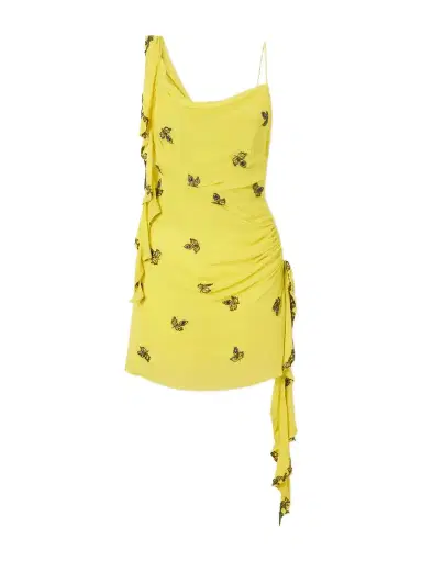 Clio Peppiatt Isola Asymmetric Gathered Embellished Chiffon Mini Dress | Thumbnail 1 Clio Peppiatt Isola Asymmetric Gathered Embellished Chiffon Mini Dress | Thumbnail 1