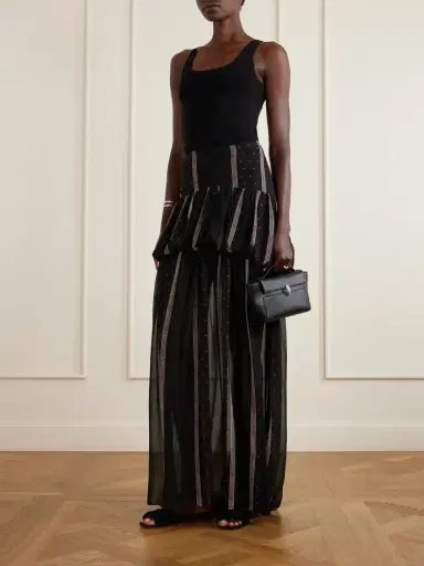 LIBEROWE Nina Striped Peplum Silk Maxi Skirt | Thumbnail 2 LIBEROWE Nina Striped Peplum Silk Maxi Skirt | Thumbnail 2