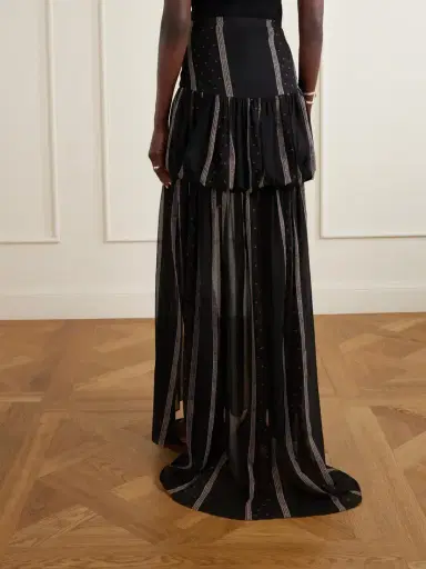LIBEROWE Nina Striped Peplum Silk Maxi Skirt | Thumbnail 4 LIBEROWE Nina Striped Peplum Silk Maxi Skirt | Thumbnail 4