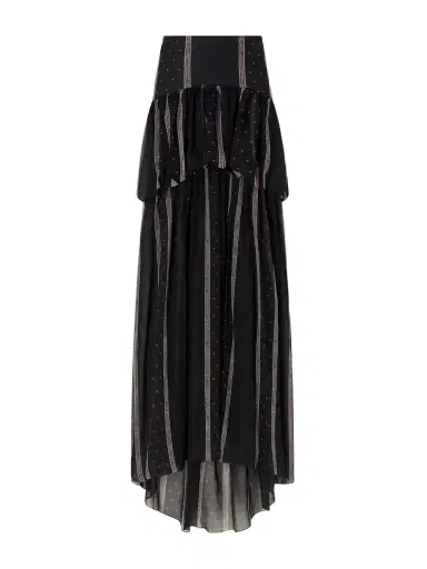 LIBEROWE Nina Striped Peplum Silk Maxi Skirt | Thumbnail 1 LIBEROWE Nina Striped Peplum Silk Maxi Skirt | Thumbnail 1