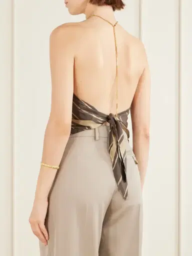 Stella McCartney Striped Open-back Satin Tank | Thumbnail 3