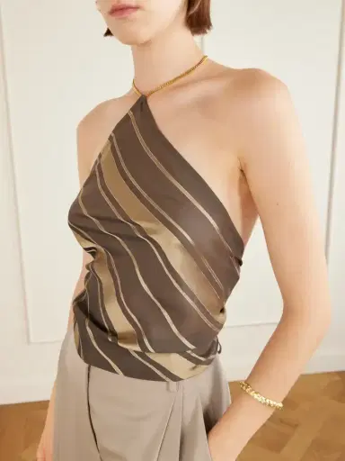 Stella McCartney Striped Open-back Satin Tank | Thumbnail 4