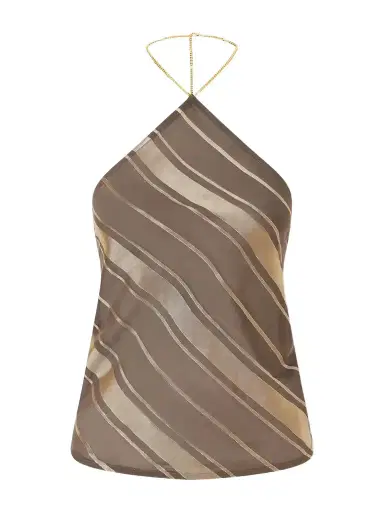 Stella McCartney Striped Open-back Satin Tank | Thumbnail 1