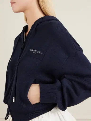 Givenchy Logo-embroidered Wool And Cotton-blend Zip-up Hoodie | Thumbnail 4 Givenchy Logo-embroidered Wool And Cotton-blend Zip-up Hoodie | Thumbnail 4
