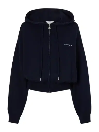 Givenchy Logo-embroidered Wool And Cotton-blend Zip-up Hoodie | Thumbnail 1 Givenchy Logo-embroidered Wool And Cotton-blend Zip-up Hoodie | Thumbnail 1