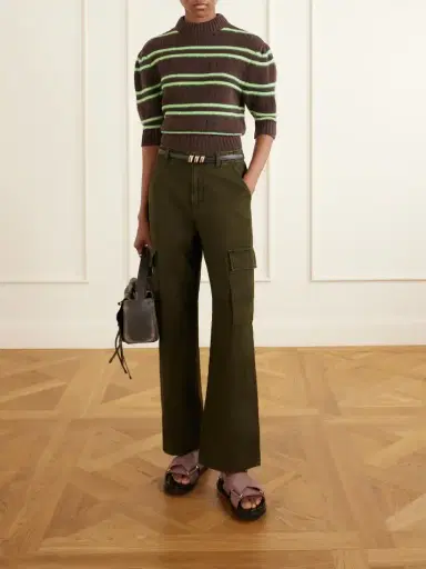 Marni Cropped Striped Open-knit Cashmere Sweater | Thumbnail 2 Marni Cropped Striped Open-knit Cashmere Sweater | Thumbnail 2