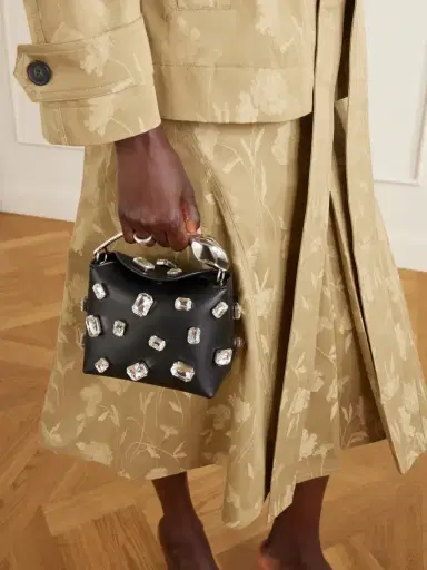 Erdem Bloom Mini Crystal-embellished Leather Clutch | Thumbnail 2