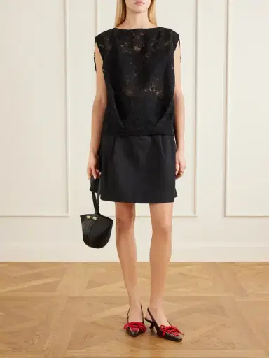 Simone Rocha Cropped Floral-embroidered Lace Blouse | Thumbnail 2 Simone Rocha Cropped Floral-embroidered Lace Blouse | Thumbnail 2
