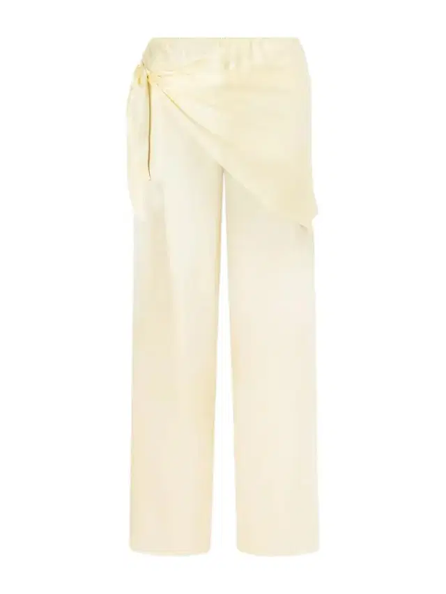 DÔEN Lavona Tie-detailed Silk-satin Wide-leg Pants