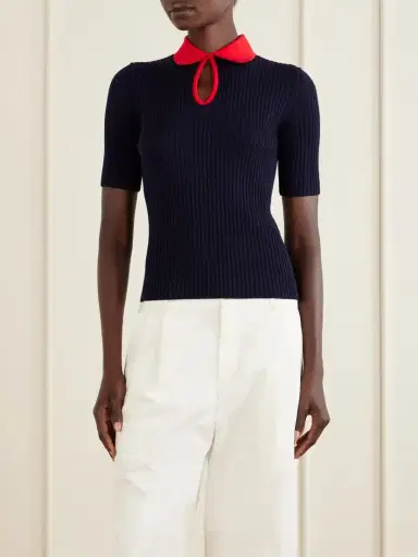 Jil Sander Two-tone Ribbed Wool Polo Shirt | Thumbnail 3 Jil Sander Two-tone Ribbed Wool Polo Shirt | Thumbnail 3
