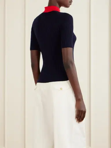 Jil Sander Two-tone Ribbed Wool Polo Shirt | Thumbnail 4 Jil Sander Two-tone Ribbed Wool Polo Shirt | Thumbnail 4