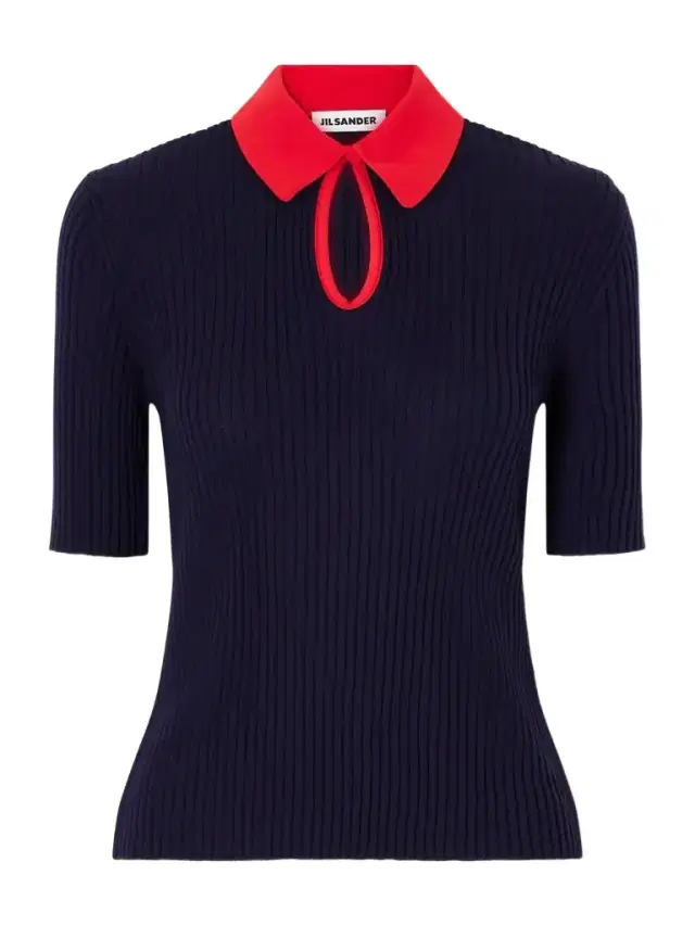 Jil Sander Two-tone Ribbed Wool Polo Shirt