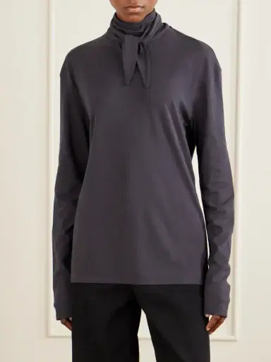 Lemaire Tie-detailed Cotton-jersey Blouse | Thumbnail 3 Lemaire Tie-detailed Cotton-jersey Blouse | Thumbnail 3