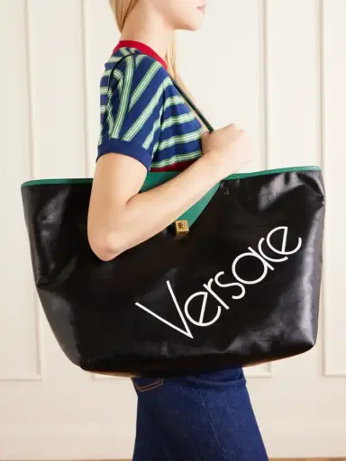 Versace Logo-appliquéd Leather-trimmed Coated-canvas Tote | Thumbnail 2 Versace Logo-appliquéd Leather-trimmed Coated-canvas Tote | Thumbnail 2