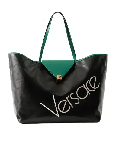Versace Logo-appliquéd Leather-trimmed Coated-canvas Tote | Thumbnail 1 Versace Logo-appliquéd Leather-trimmed Coated-canvas Tote | Thumbnail 1