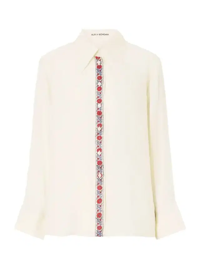 ALIX OF BOHEMIA Dana Floral-print Silk-satin Shirt