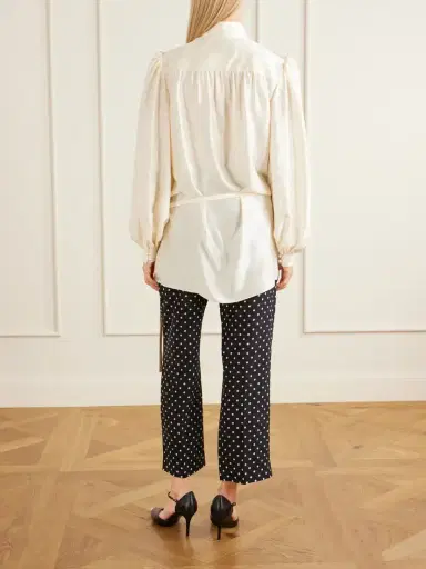 Valentino Garavani Belted Polka-dot Silk-jacquard Blouse | Thumbnail 3 Valentino Garavani Belted Polka-dot Silk-jacquard Blouse | Thumbnail 3