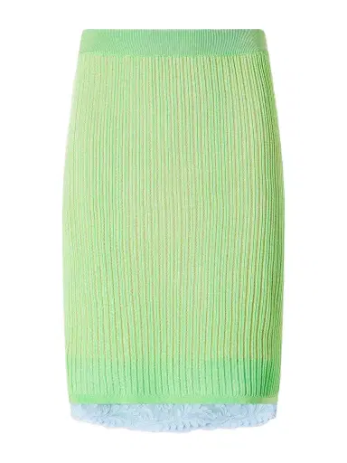 Versace Lace-trimmed Ribbed-knit Midi Skirt | Thumbnail 1 Versace Lace-trimmed Ribbed-knit Midi Skirt | Thumbnail 1