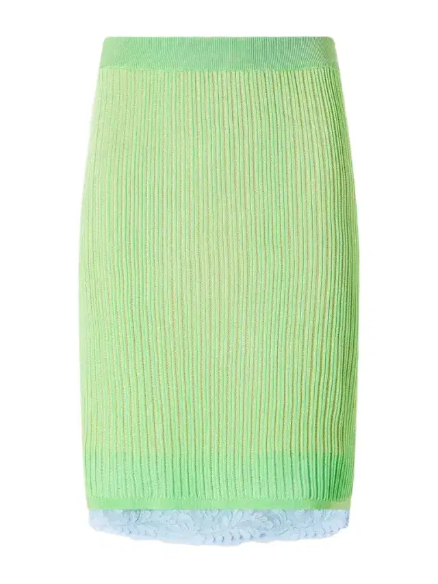 Versace Lace-trimmed Ribbed-knit Midi Skirt