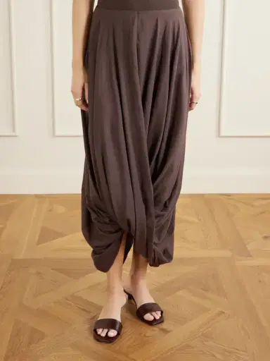 TOTEME Draped Organic Cotton And Lyocell-blend Maxi Skirt | Thumbnail 3 TOTEME Draped Organic Cotton And Lyocell-blend Maxi Skirt | Thumbnail 3