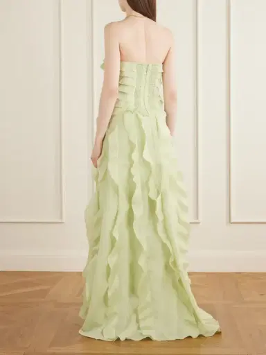 Aje Allairie Strapless Ruffled Shirred Faille Gown | Thumbnail 3 Aje Allairie Strapless Ruffled Shirred Faille Gown | Thumbnail 3