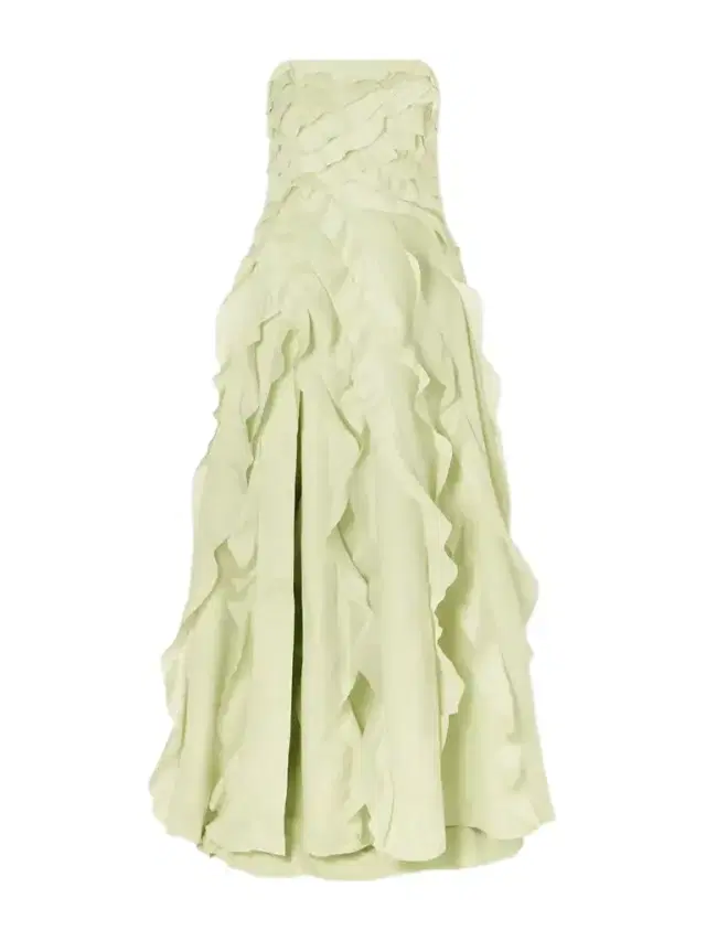 Allairie Strapless Ruffled Shirred Faille Gown