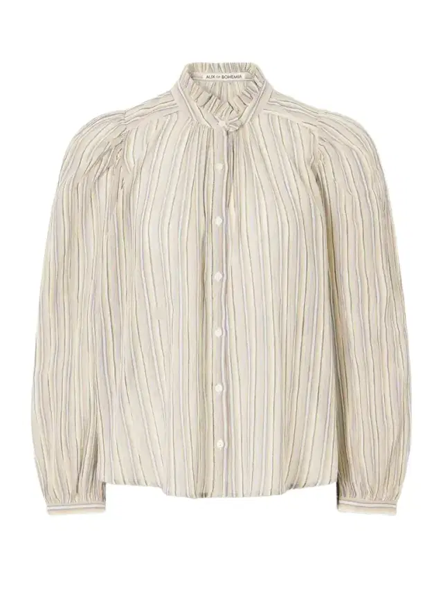 Annabel Sandlilt Striped Cotton-voile Blouse