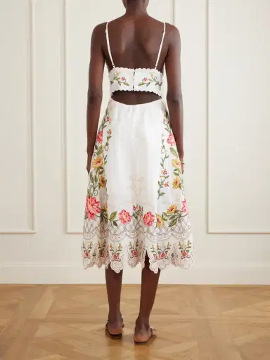 Farm Rio Floral-embroidered Linen Midi Dress | Thumbnail 3