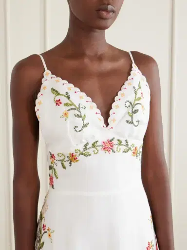 Farm Rio Floral-embroidered Linen Midi Dress | Thumbnail 4