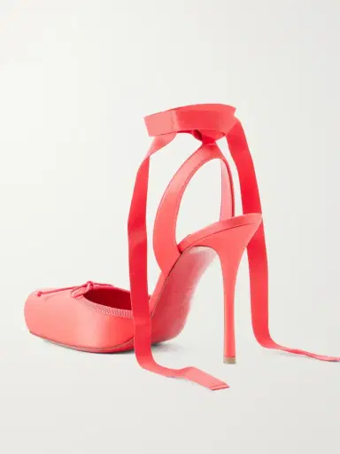 Christian Louboutin Cassia Lace Up 100 Crepe Satin Squared Toe Ballerina Pump | Thumbnail 3