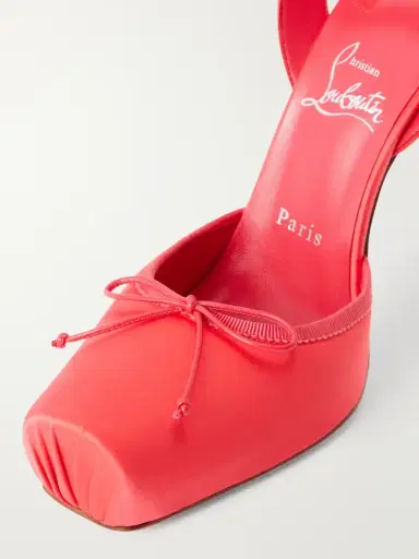 Christian Louboutin Cassia Lace Up 100 Crepe Satin Squared Toe Ballerina Pump | Thumbnail 5