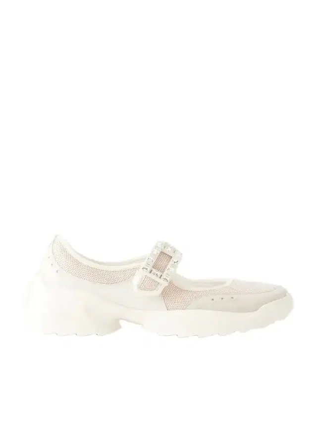 Roger Vivier Viv On The Run Embellished Leather-trimmed Mesh Mary Jane Sneakers
