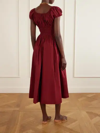 DÔEN Quinley Shirred Organic Cotton-voile Midi Dress | Thumbnail 3 DÔEN Quinley Shirred Organic Cotton-voile Midi Dress | Thumbnail 3