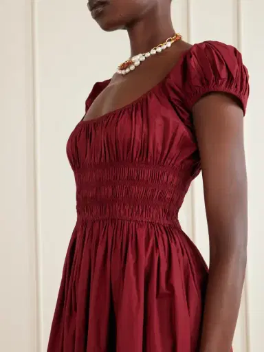 DÔEN Quinley Shirred Organic Cotton-voile Midi Dress | Thumbnail 4 DÔEN Quinley Shirred Organic Cotton-voile Midi Dress | Thumbnail 4