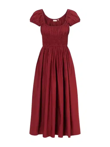 DÔEN Quinley Shirred Organic Cotton-voile Midi Dress | Thumbnail 1 DÔEN Quinley Shirred Organic Cotton-voile Midi Dress | Thumbnail 1